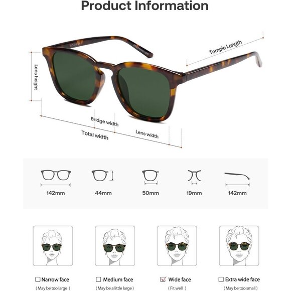 Polarized Sunglasses Women Men UV400 Protection Square Style Shades